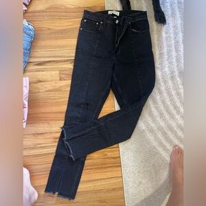 Abercrombie black jeans slit at ankle